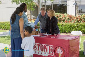 Career Fair 2019 tables with company representatives