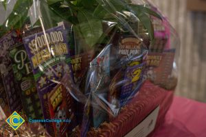 Gift baskets at End of Year Luau