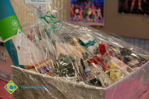 Gift baskets at End of Year Luau