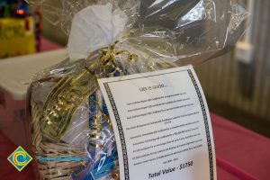 Gift baskets at End of Year Luau