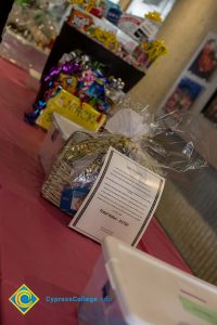 Gift baskets at End of Year Luau