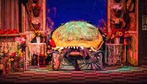 Theater students performing in Little Shop of Horrors.