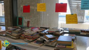 Books on a table