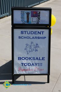 Student Scholarship Book Sale Today sign