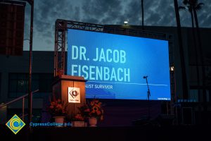Dr. Jacob Eisenbach speaking at the 2016 Yom HaShoah event.