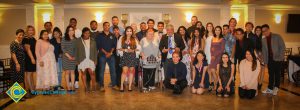 Attendees standing together at Associated Students Banquet