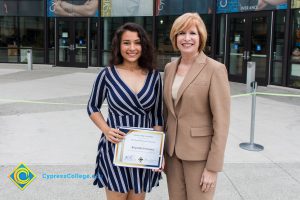 President, JoAnna Schilling with Foundation Scholarship Award recipient Briyanda Fresquez.