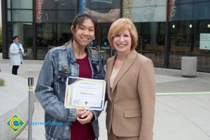 President, JoAnna Schilling with a Foundation Scholarship Award recipient Rebecca Suen.
