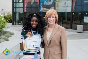 President, JoAnna Schilling with a Foundation Scholarship Award recipient Lauren Wallace.
