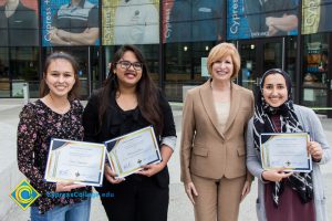 President, JoAnna Schilling with Foundation Scholarship Award recipients.