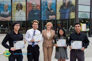 President, JoAnna Schilling with Foundation Scholarship Award recipients.