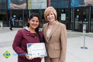 President, JoAnna Schilling with Foundation Scholarship Award recipient Marcela Martinez Infante.