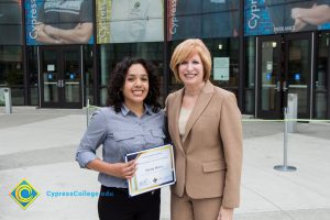 President, JoAnna Schilling with Foundation Scholarship Award recipient Wendy Manzo.