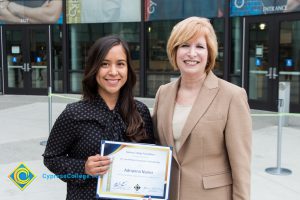 President, JoAnna Schilling with Foundation Scholarship Award recipient Adrianna Nunez.