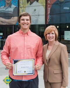 President, JoAnna Schilling with Foundation Scholarship Award recipient Brandon Davis.