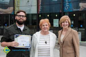 President, JoAnna Schilling with Foundation Scholarship Award recipient Tyler Rowan.