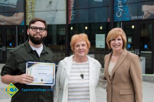 President, JoAnna Schilling with Foundation Scholarship Award recipient Tyler Rowan.