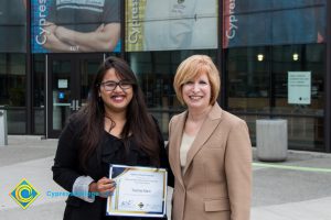 President, JoAnna Schilling with Foundation Scholarship Award recipient.