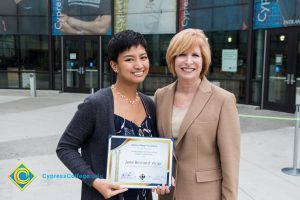 President, JoAnna Schilling with Foundation Scholarship Award recipient.