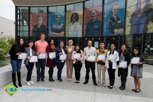 President, JoAnna Schilling with Foundation Scholarship Award recipients.