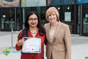 President, JoAnna Schilling with Foundation Scholarship Award recipient Gricelda Weed.