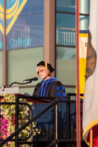 President, JoAnna Schilling addressing graduates during commencement.