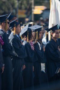 Graduates during Pledge of Allegiance.