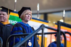 President Joanna Schilling smiling during commenceme