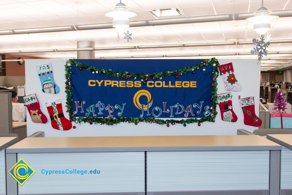 Cypress College Happy Holidays banner.