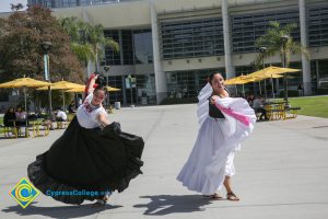 Folklorico dancer on campus.