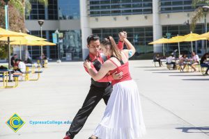 Student dancers on campus.