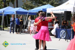 Student dancers on campus.