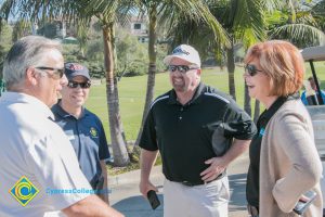 President, JoAnna Schilling speaking with Foundation 2018 Golf Classic attendees.