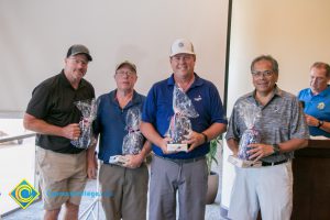 Foundations Golf Classic attendees with prizes.