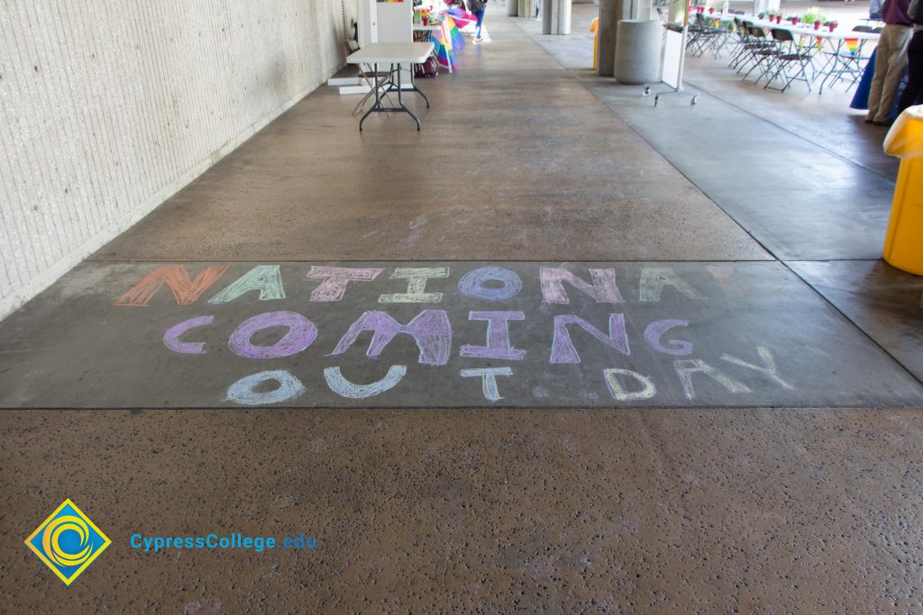 National Coming Out Day chalk message