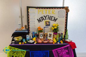 Dia de Los Muertos ofrenda table display.