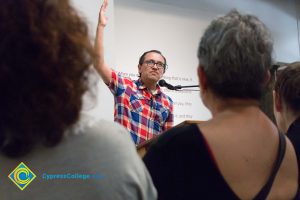 Gustavo Arellano speaking at Muralism Presentation