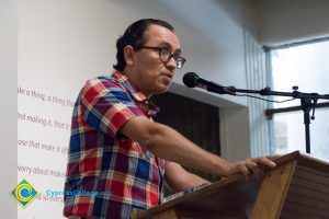 Gustavo Arellano speaking at Muralism Presentation