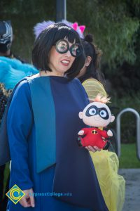 Incredibles "Edna" in costume for Halloween Parade.