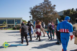 Halloween parade on campus.