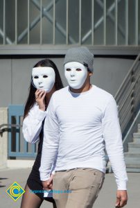 Students with ghost masks