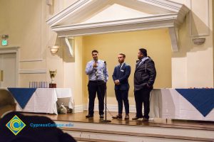 Students onstage at Associated Students banquet