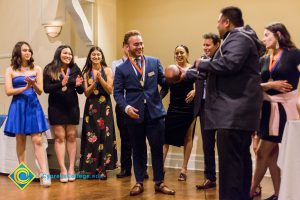 Students on stage at Associated Students banquet