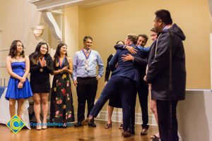 Students on stage at Associated Students banquet