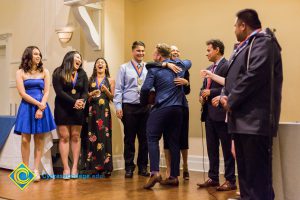 Students on stage at Associated Students banquet