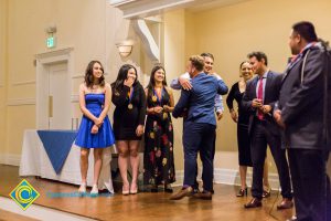 Students on stage at Associated Students banquet