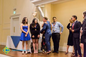 Students on stage at Associated Students banquet