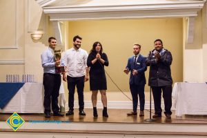 Students onstage at Associated Students banquet