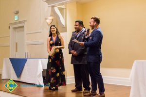 Students on stage at Associated Students banquet