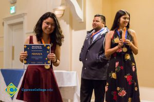 Students on stage at Associated Students banquet